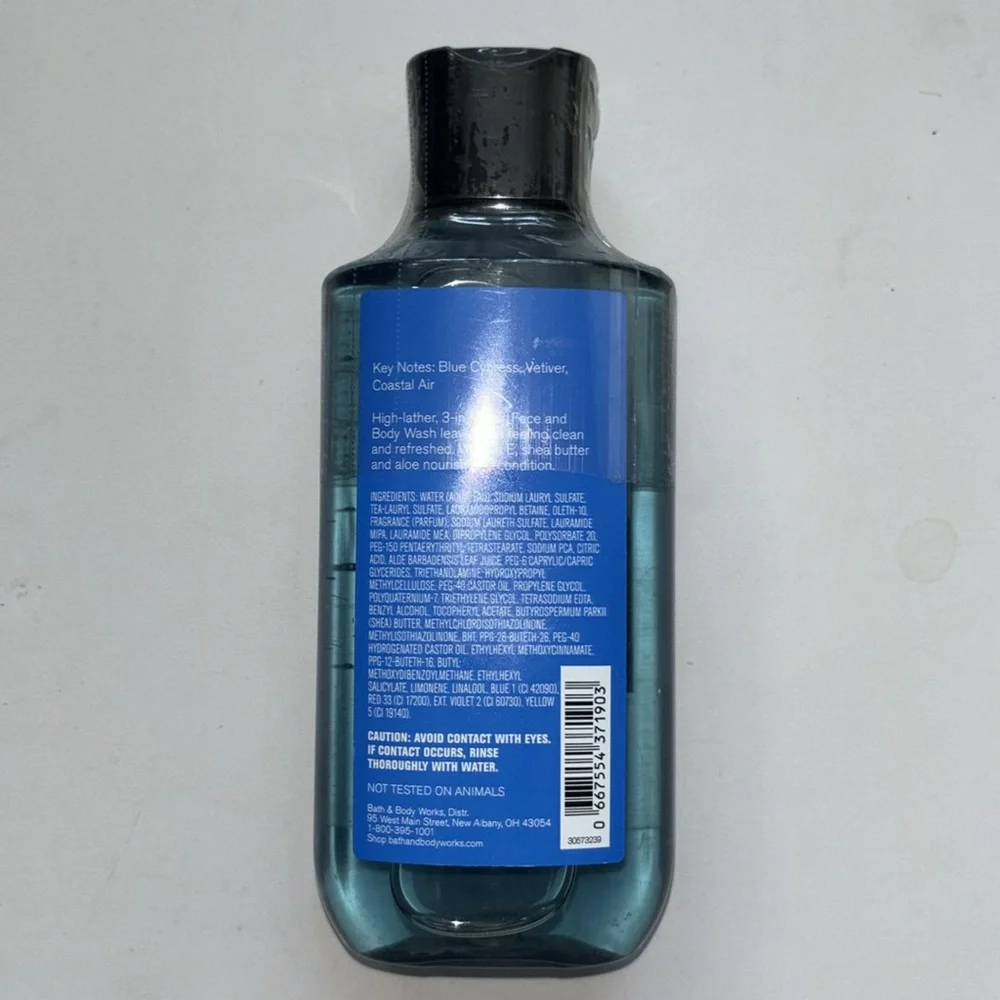 Bath & Body Works Ocean Men's Collection 3 in 1 Hair Face & Body Wash 10oz New!